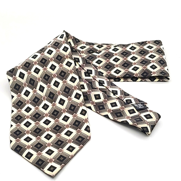 Giorgio Brutini Geometric Patterned Silk Tie - Black, Cream & Gray - Picture 5 of 7